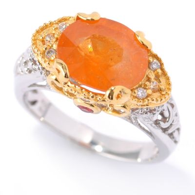 131-476 - The Vault from Gems en Vogue II 4.85ctw Spessartite Garnet & Multi Gem Ring 