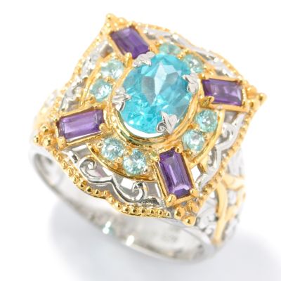 131-479 - The Vault from Gems en Vogue II 2.25ctw Apatite & Amethyst Ring
