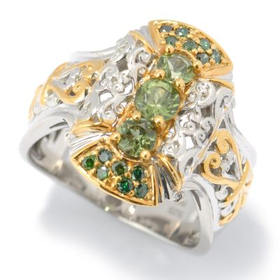 131-480 - The Vault from Gems en Vogue II Tashmarine & Green Diamond Three-Stone Ring