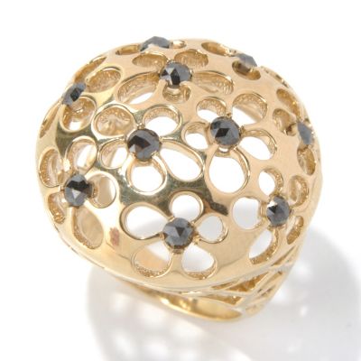 131-535 - Southport Diamonds 0.80ctw Round Black Diamond Flower Cut-out Dome Ring