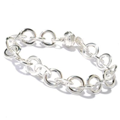 131-539 - SempreSilver&trade; 7.75" Rolo Link Bracelet w/ Magnetic Clasp