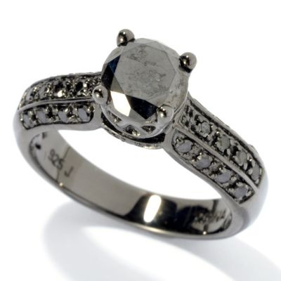 131-569 - Diamond Treasures Sterling Silver & Black Rhodium 1.40ctw Round Black Diamond Ring
