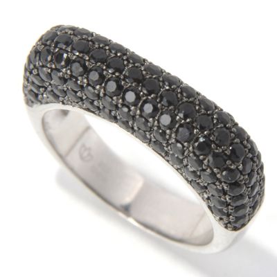 131-593 - NYC II Black Spinel Square Euro Top Band Ring