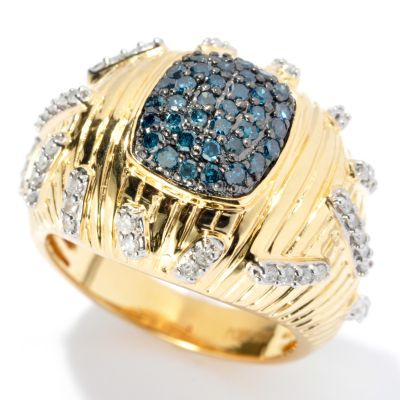 131-607 - Southport Diamonds Sterling Silver & 14K Vermeil 0.75ctw Blue & White Diamond Ring