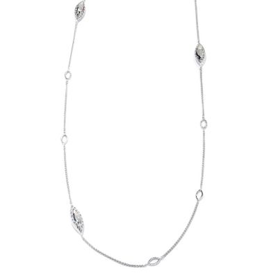 131-616 - Diamond Treasures Sterling Silver 36" 1.10ctw Diamond Marquise Station Necklace