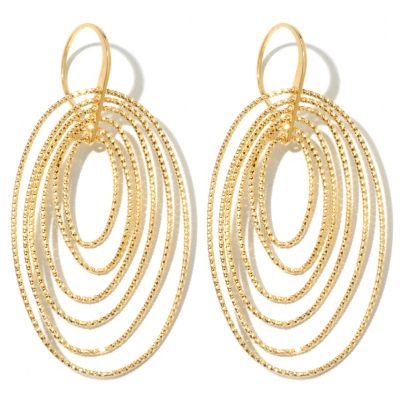 131-634 - Scintilloro&trade; Gold Embraced&trade; 2.25'' Diamond Cut Multi Disk Drop Earrings