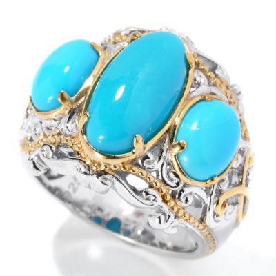 131-697 - Gems en Vogue II Sleeping Beauty Turquoise Three-Stone Ring
