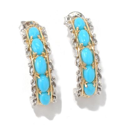 131-698 - Gems en Vogue II Sleeping Beauty Turquoise J-Hoop Earrings