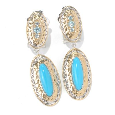 SS/PALL EAR SLEEPING BEAUTY TURQUOISE & BLUE ZIRCON MARTELLATO DROP