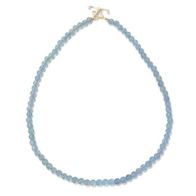 SS/PALL NECK 6MM BLUE FLUORITE w/ TOGGLE CLASP - 20"