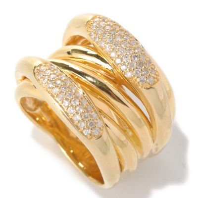 131-708 - Southport Diamonds Sterling Silver & 14K Vermeil 0.55ctw Diamond Multi Row Ring