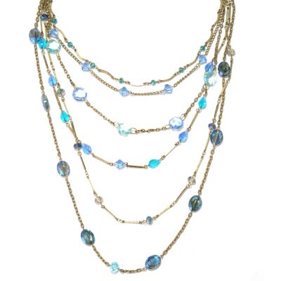 MULTI-STRAND GRADUATED CRYSTAL BEAD NECKLACE