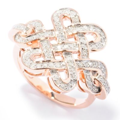 131-754 - Beverly Hills Elegance 14K Rose Gold 0.35ctw Diamond Wide Knot Ring