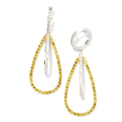 131-756 - Beverly Hills Elegance 14K Two- tone 1.75" 1.82ctw Yellow & White Diamond Earrings