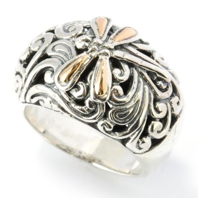 131-761 - Artisan Silver by Samuel B. Two-tone Dragonfly Dome Ring