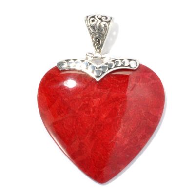 131-764 - Artisan Silver by Samuel B. 37 x 35mm Coral Heart Pendant