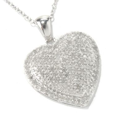 SS WHTIE DIAMOND HEART PEND W/ CHAIN