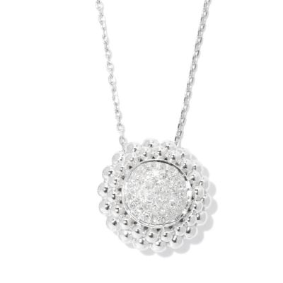 131-784 - Beverly Hills Elegance Sterling Silver 0.25ctw Diamond Circle Pendant w/ 18” Chain