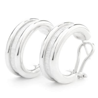 131-786 - Palatino&trade; Platinum Embraced&trade; Brushed Panel Hoop Earrings w/ Omega Backs