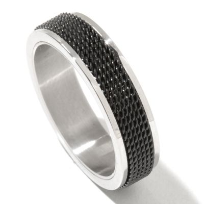 131-801 - Steeltime Men's Stainless Steel Black Textured Eternity Band Ring