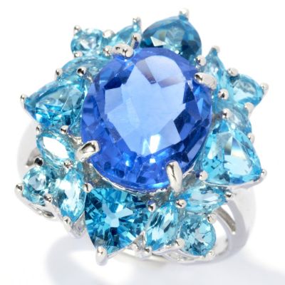 131-832 - Gem Insider Sterling Silver 7.5ctw Color Change Fluorite & Blue Topaz Ring