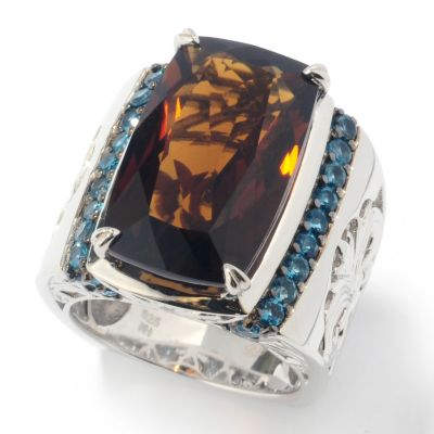 131-852 - Dallas Prince Designs Sterling Silver 14.80ctw Whiskey Quartz & London Blue Topaz Ring