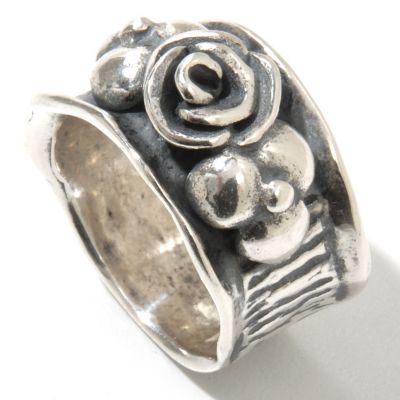 131-900 - Passage to Israel Sterling Silver Hammered & Textured Flower Ring