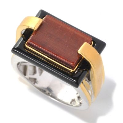 131-910 - Men's en Vogue II 20 x 15mm Black Onyx & Tiger's Eye Rectangle Ring