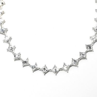 131-939 - Brilliante&reg; Platinum Embraced&trade; Diamond Shaped Simulated Diamond Tennis Necklace
