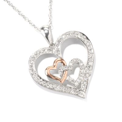 SS .25ctw TRIPLE HEARTS PENDANT w/CHAIN