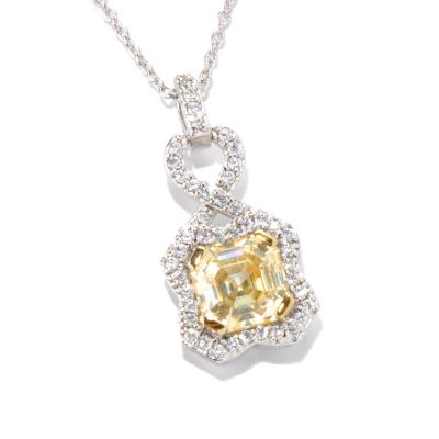 131-971 - Brilliante&reg; Platinum Embraced&trade; 2.82 DEW Canary Simulated Diamond Pendant w/ Chain 
