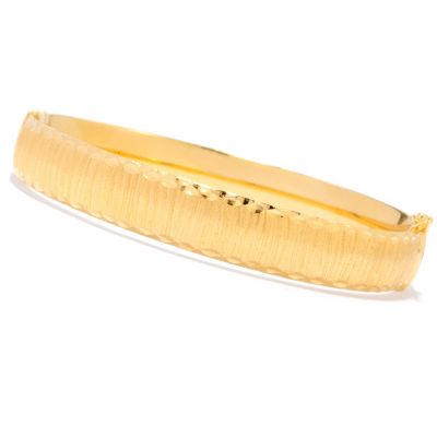 131-986 - Portofino Gold Embraced&trade; 7.25'' Textured Hinged Bangle Bracelet 