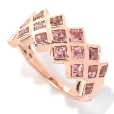 132-003 - NYC II 1.36ctw Princess Cut Pink Tourmaline Three-Row Ring