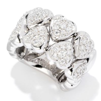 132-026 - "As Is" Sonia Bitton for Brilliante&reg; 1.33 DEW Two-Row Pave Heart Dream Fit Ring - Size 9
