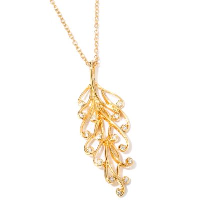 132-044 - "As Is" Sonia Bitton For Brilliante Gold Embraced Abstract Leaf Pendant w/ Chain