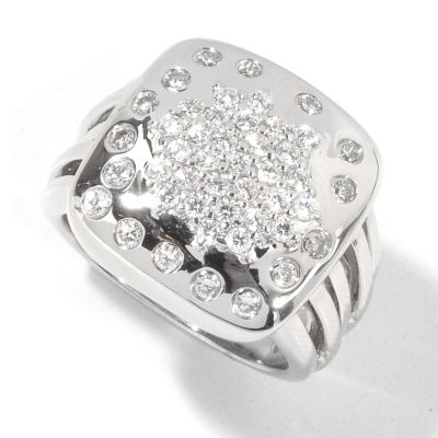 132-048 - "As Is" Sonia Bitton for Brilliante&reg; Platinum Embraced Scattered Burnished Square Ring - Size 9