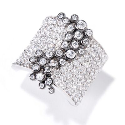 132-054 - "As Is" Sonia Bitton for Brilliante&reg; 4.05 DEW Two-Tone Pave & Bezel Set "Lunette" Ring