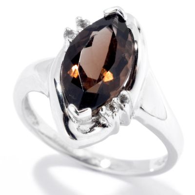 132-066 - Gem Insider Sterling Silver 1.64ctw Smoky Quartz & White Topaz Ring