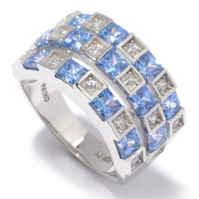 132-093 - "As Is" BELITA Platinum Embraced Brilliante&reg; 2.58 DEW Princess Cut Three-Row Ring