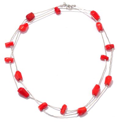 132-099 - Gem Insider Sterling Silver 36" Freeform Gemstone Nugget Bead Necklace