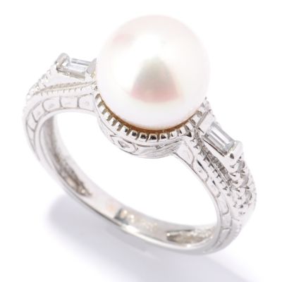 132-102 - The Vault from Gems en Vogue II 14K Gold 10-9.5mm Cultured Pearl & Diamond Ring