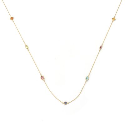 10K NECK MULTI GEMSTONE STATION - 36"