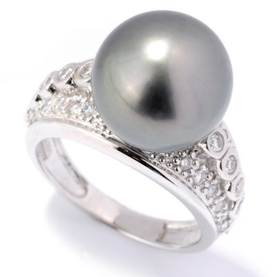 132-106 - The Vault from Gems en Vogue II 14K Gold 12-12.5mm Cultured Pearl & Diamond Ring