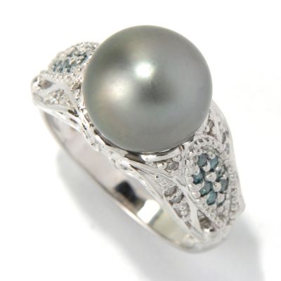 132-109 - The Vault from Gems en Vogue II 14K Gold 10-10.5mm Cultured Pearl & Diamond Ring 