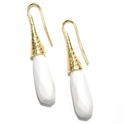 132-148 - Toscana Italiana Gold Embraced&trade; 2" Hammered Agate Drop Earrings