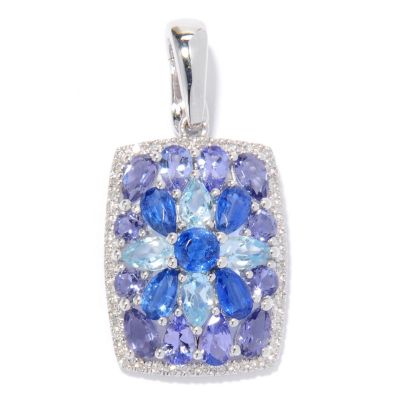 132-189 - Gem Treasures Sterling Silver 3.75ctw Diamond & Shades of Blue Multi Gem Enhancer