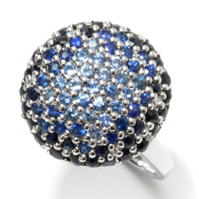 132-190 - Gem Treasures Sterling Silver 1.33ctw Shades of Blue Sapphire Button Ring