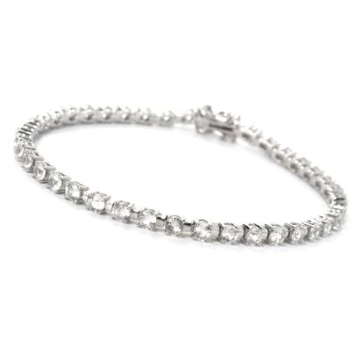 132-205 - Gem Treasures Sterling Silver 8" 5.88ctw White Zircon Tennis Bracelet
