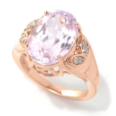 132-214 - Gem Treasures 14K Rose Gold 6.69ctw Oval Kunzite & Diamond Ring