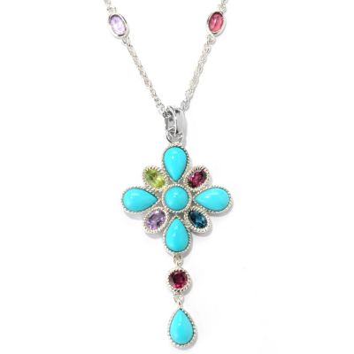 132-237 - Gem Insider Sterling Silver Sleeping Beauty Turquoise & Gem Enhancer w/ Chain